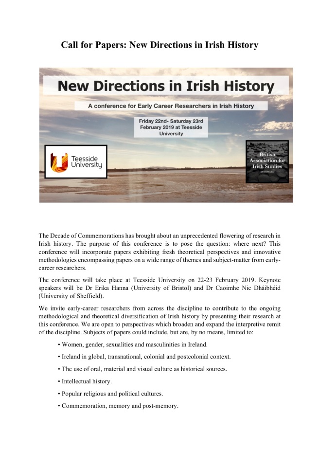 New Directions in Irish History- CFP
